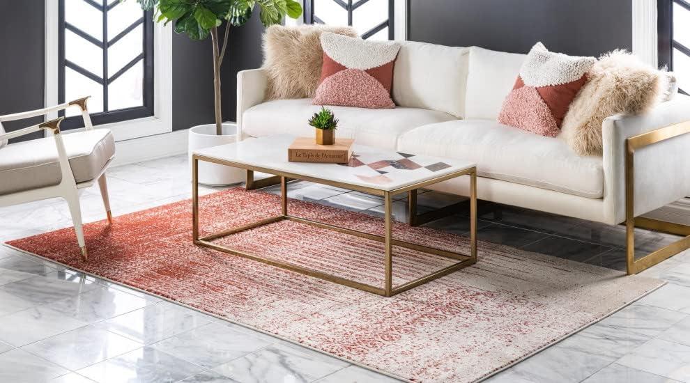Unique Loom Del Mar Collection Area Rug - Jennifer (10' x 13' 1" Rectangle Red/Beige)