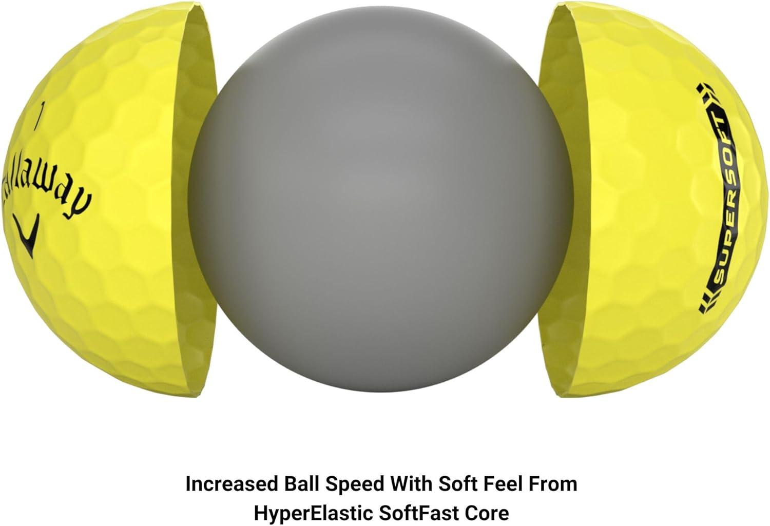 Callaway Supersoft Golf Balls 12pk - Yellow: Rubber Core, Ionomer Shell