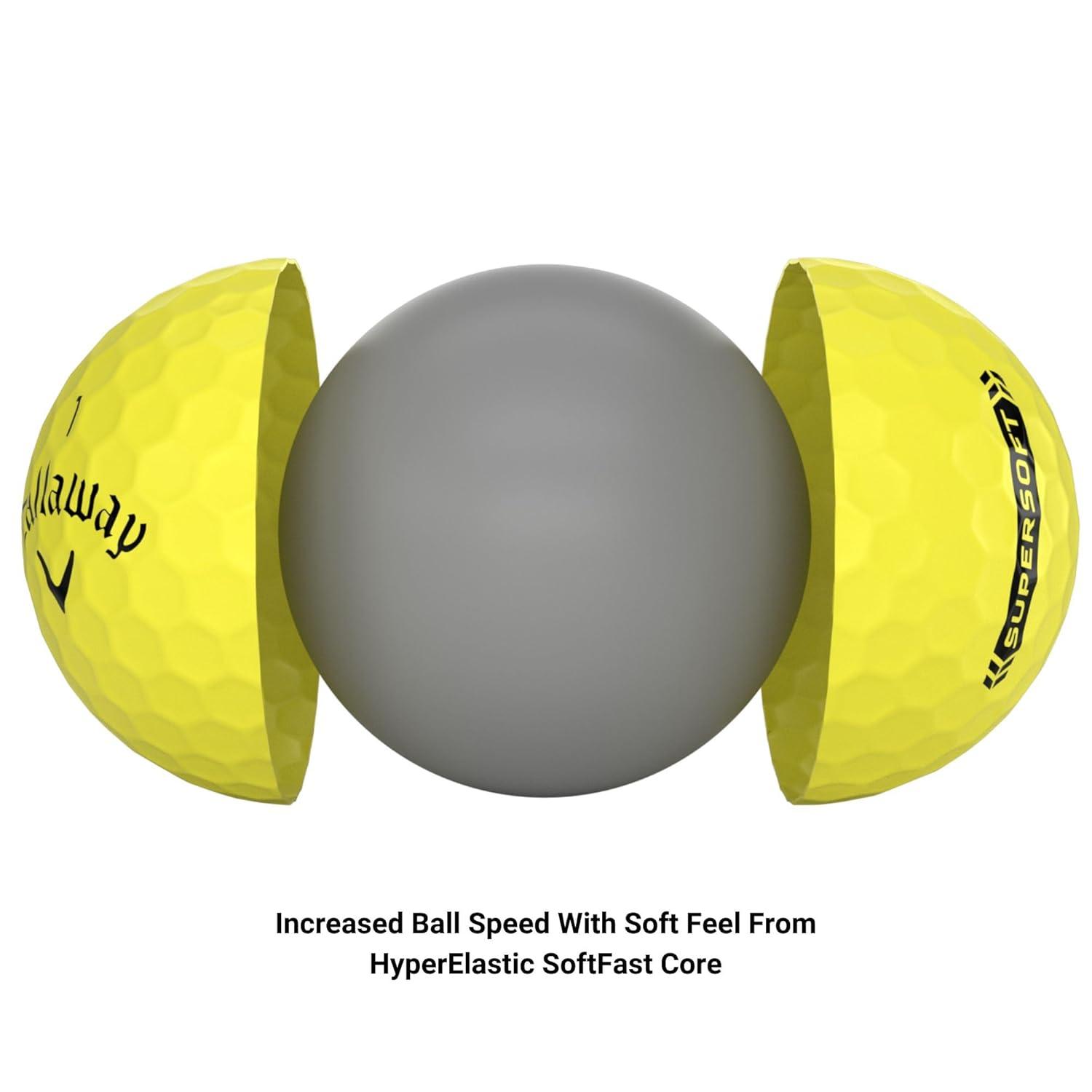 Callaway Supersoft Golf Balls 12pk - Yellow: Rubber Core, Ionomer Shell