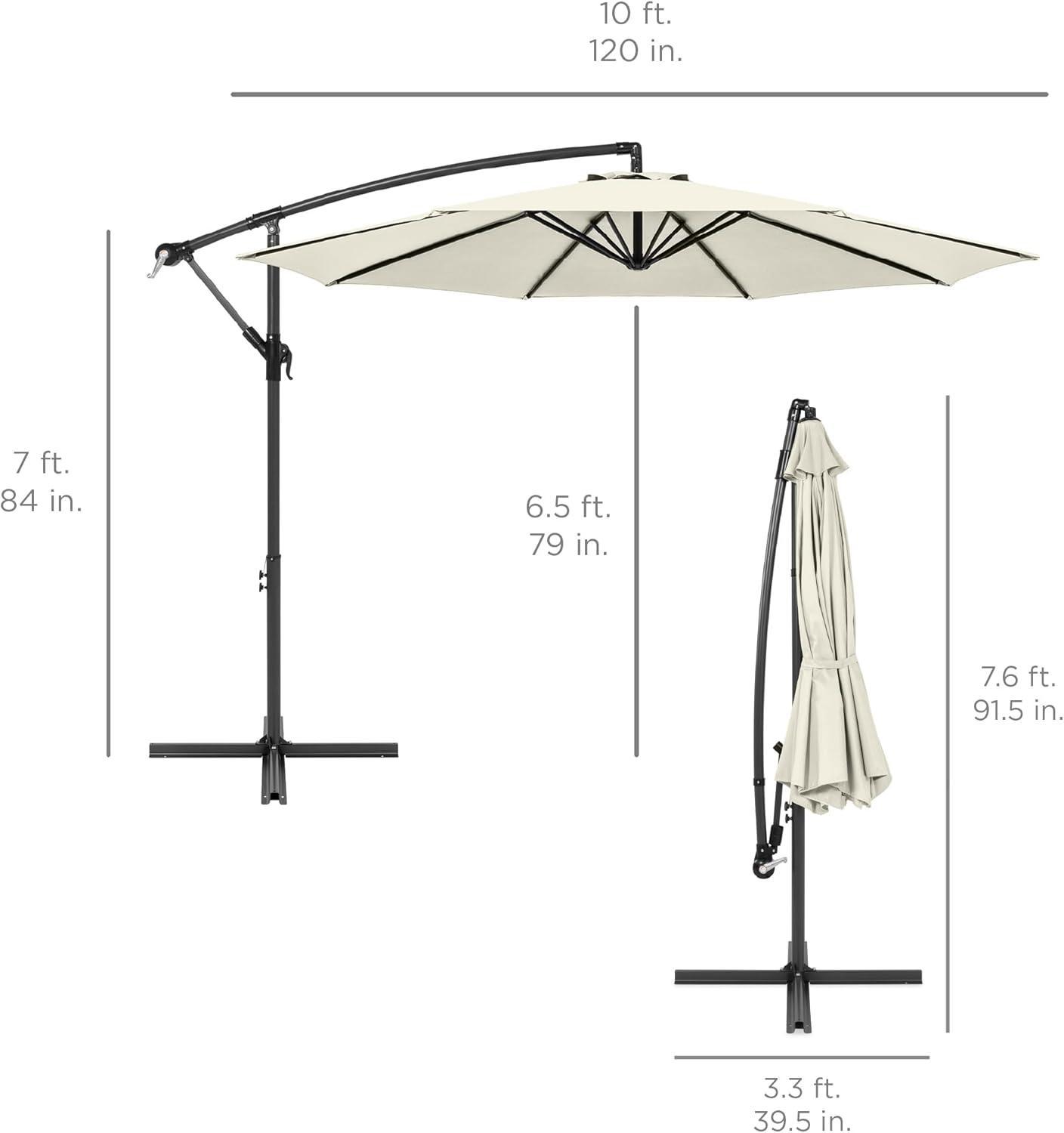 Best Choice Products 10ft Offset Hanging Outdoor Market Patio Umbrella w/ Easy Tilt Adjustment - Ivory