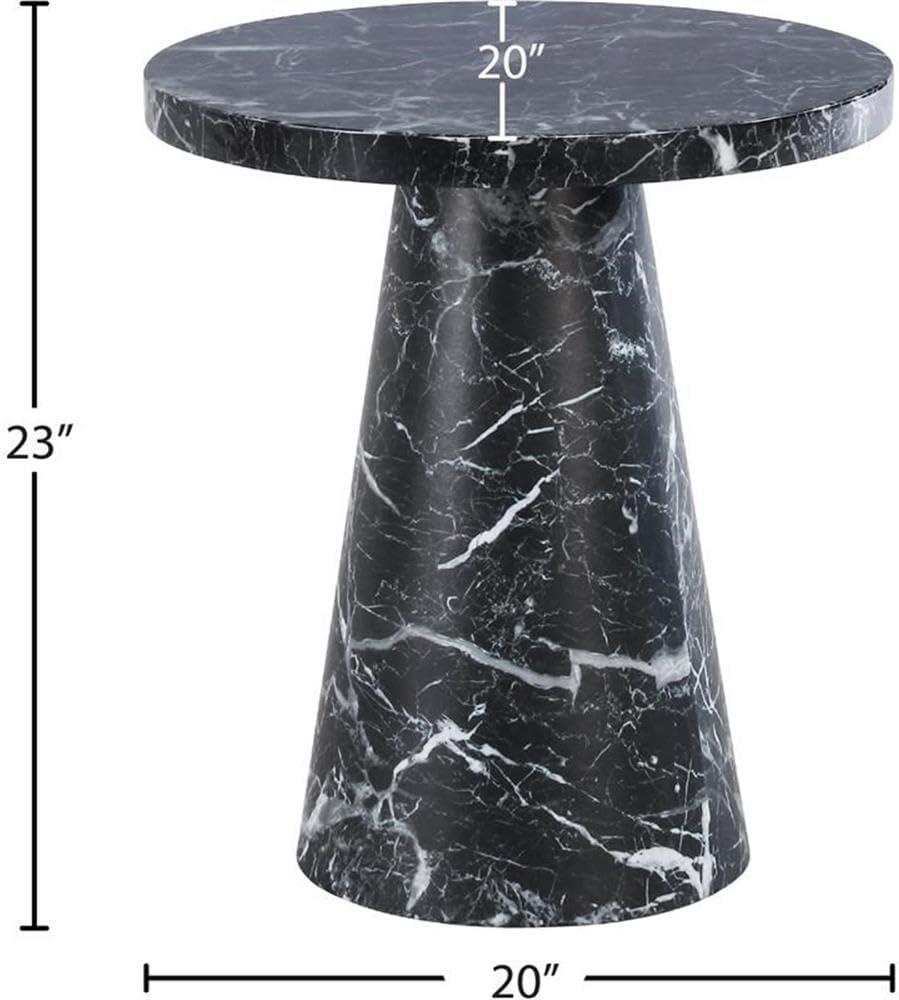 Meridian Furniture Omni Black Faux Marble 20" Round End Table