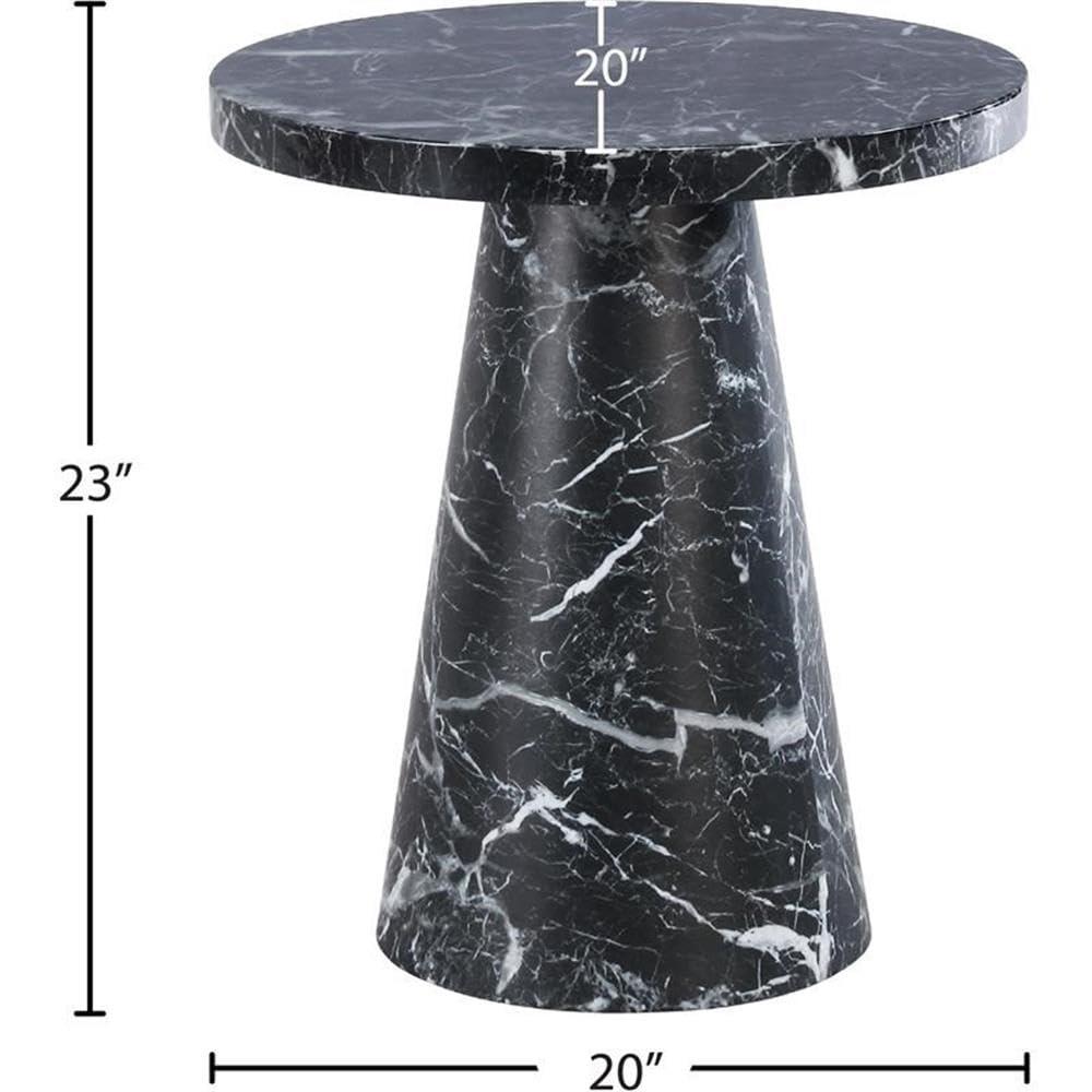 Meridian Furniture Omni Black Faux Marble 20" Round End Table