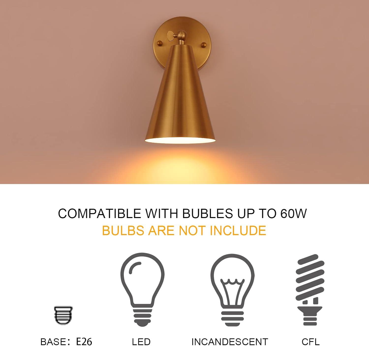 Gold Swing Arm Wall Lamp Set Of 2, Modern Adjustable Wall Mounted Sconce