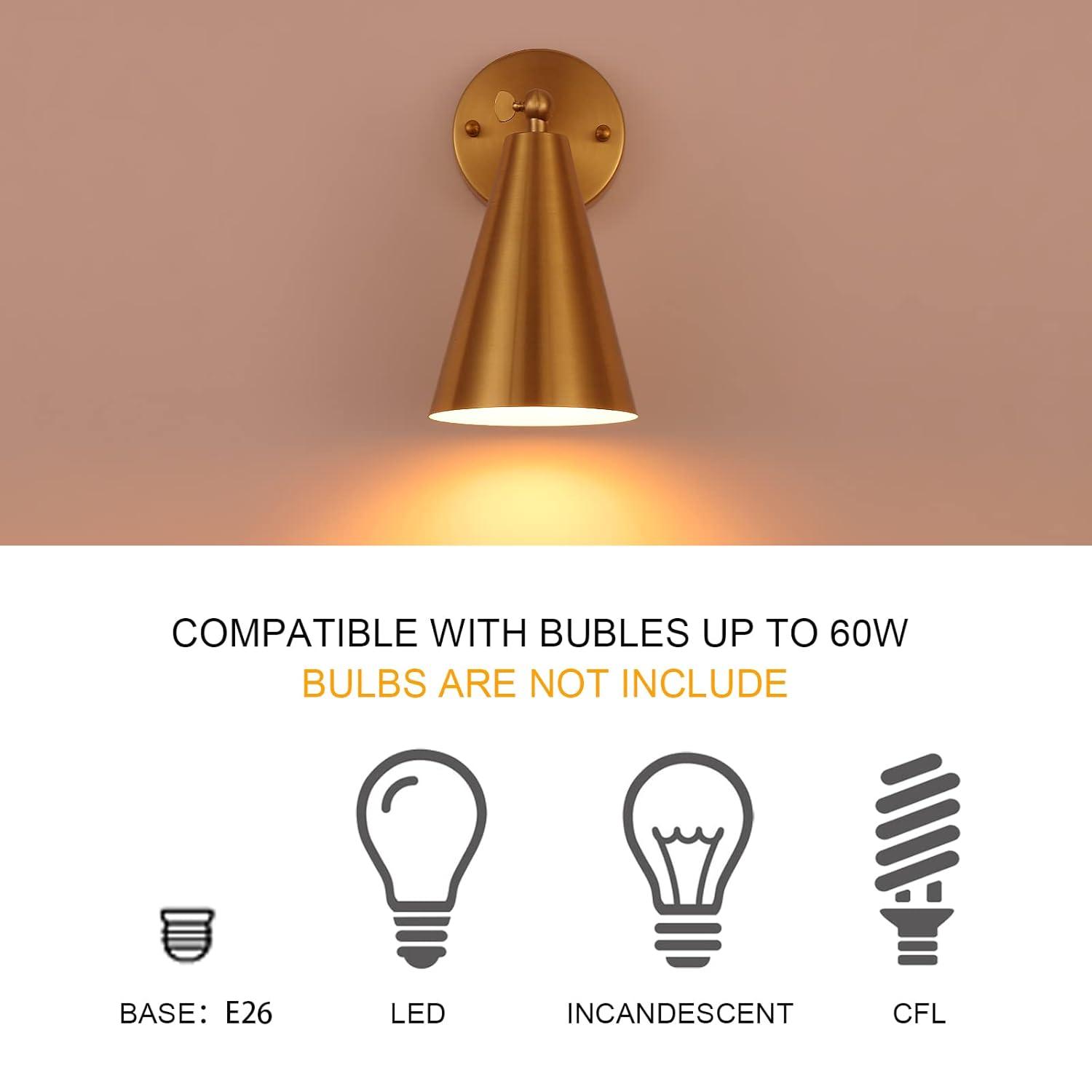 Gold Swing Arm Wall Lamp Set Of 2, Modern Adjustable Wall Mounted Sconce
