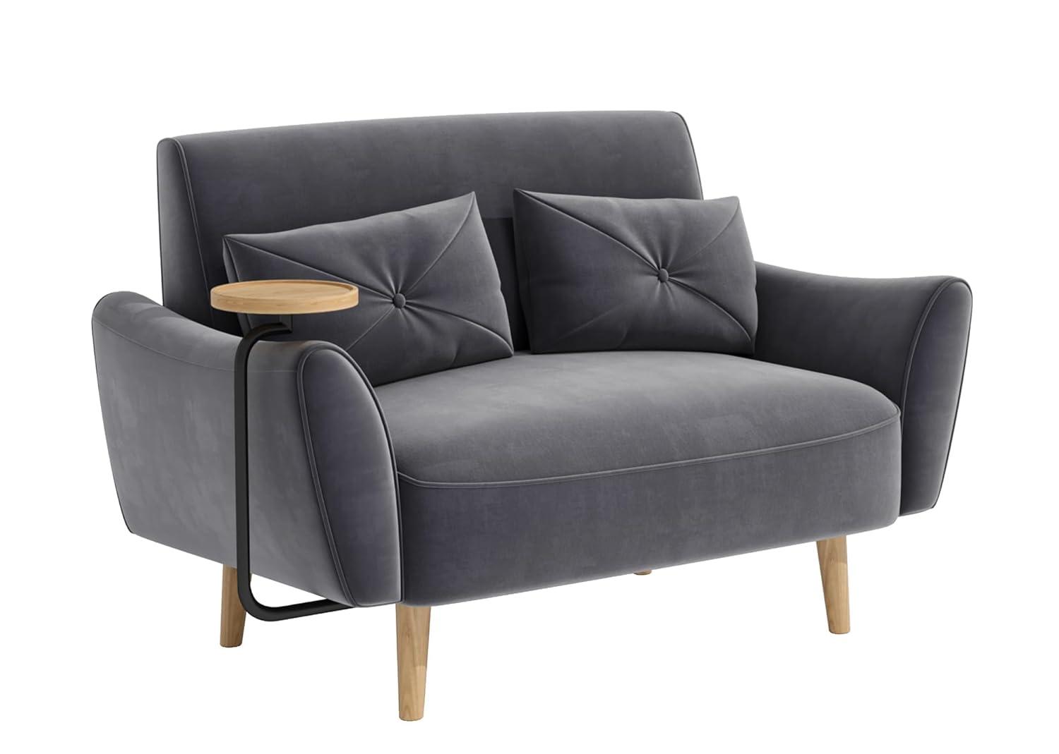 48" Loveseat Sofa，Small Sofas for Small Spaces，with 2 Pillows Convertible Sofa，for Living & Room，Children's Room，Apartment, Studio, Grey