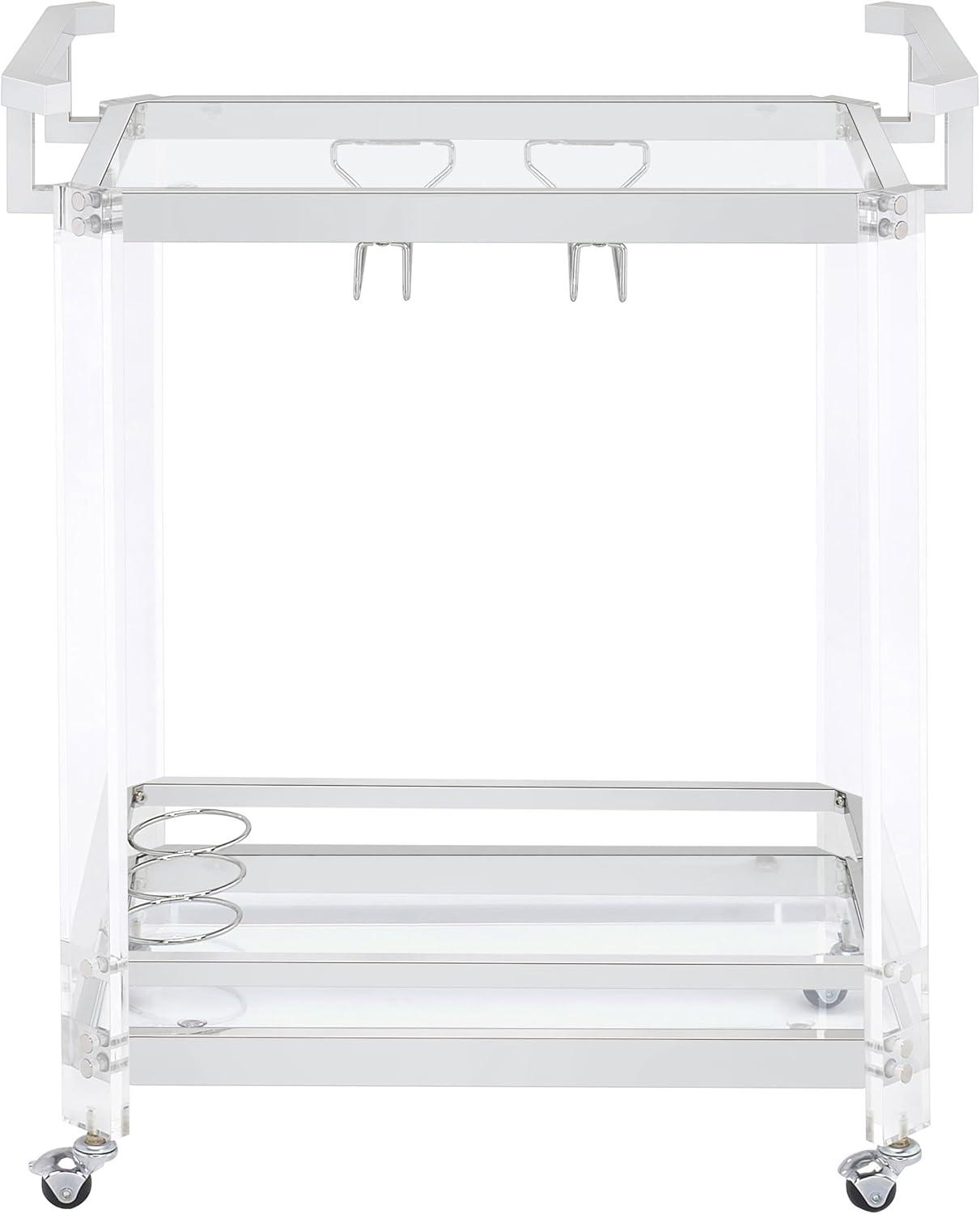 2-tier Glass Serving Cart Clear