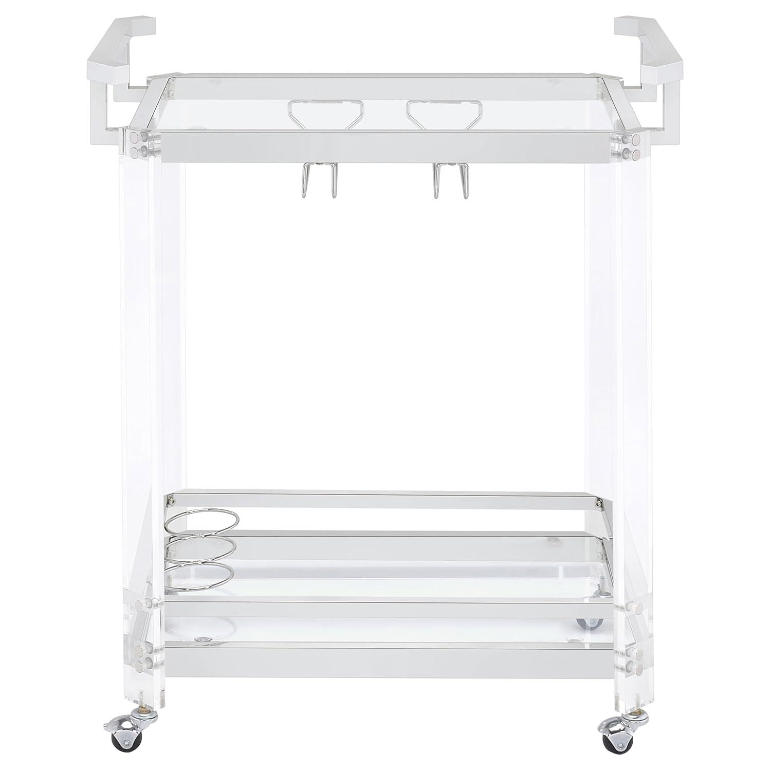 2-tier Glass Serving Cart Clear