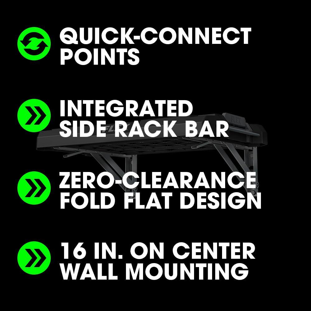 Flex Black and Gray Folding Rack Shelf with Quick-Connect Latch