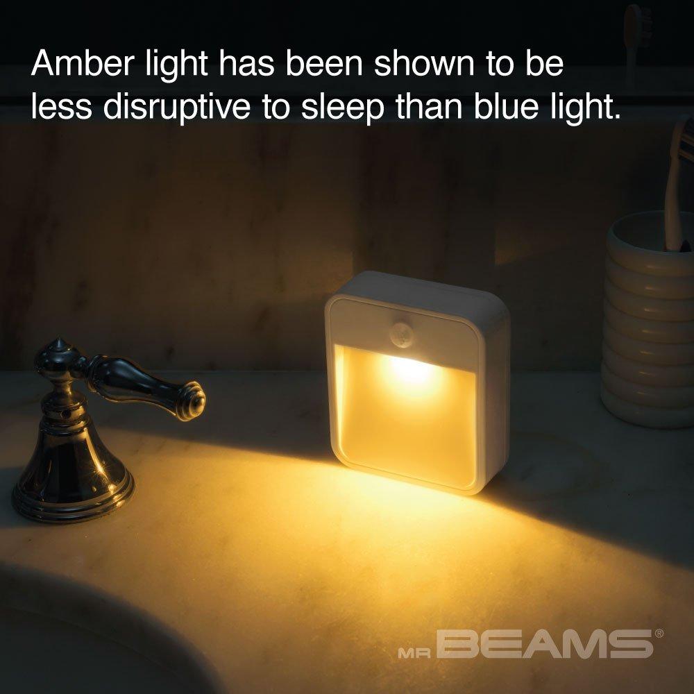 Battery-Operated, Motion-Sensing, Stick-On, Perfect for Sleep, White Amber LED Nightlight