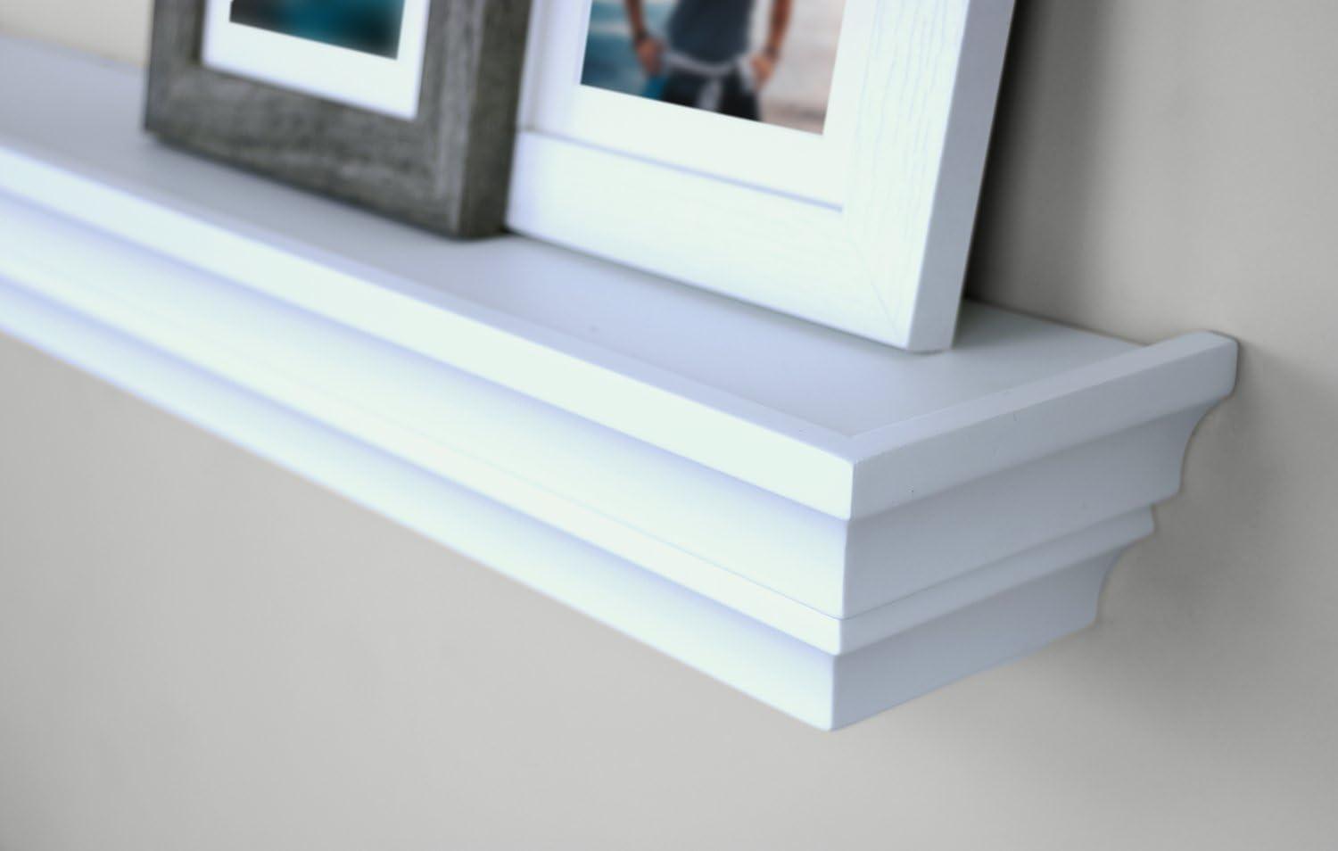 Ballucci Victorian Wall Ledge and Shelf, Wood Floating Wall Shelves Set, 12", 16", 24", Set of 3, White