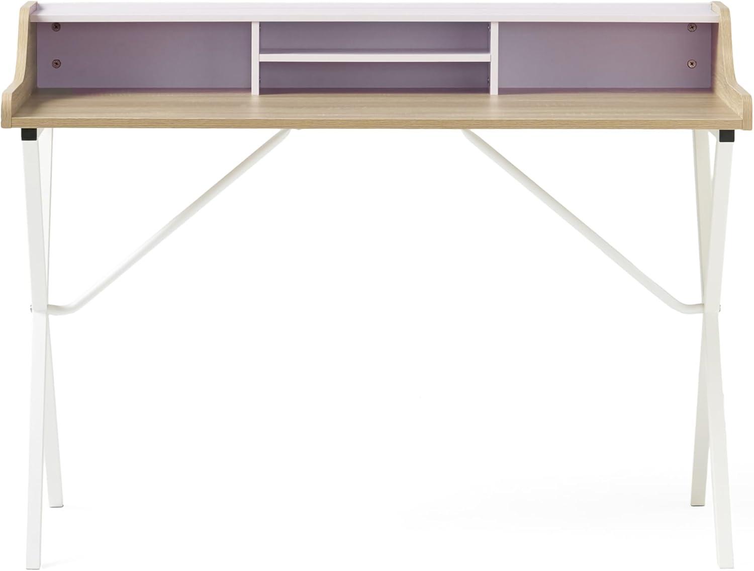 GDFStudio Alexandria Modern Faux Wood Computer Desk, Oak/White