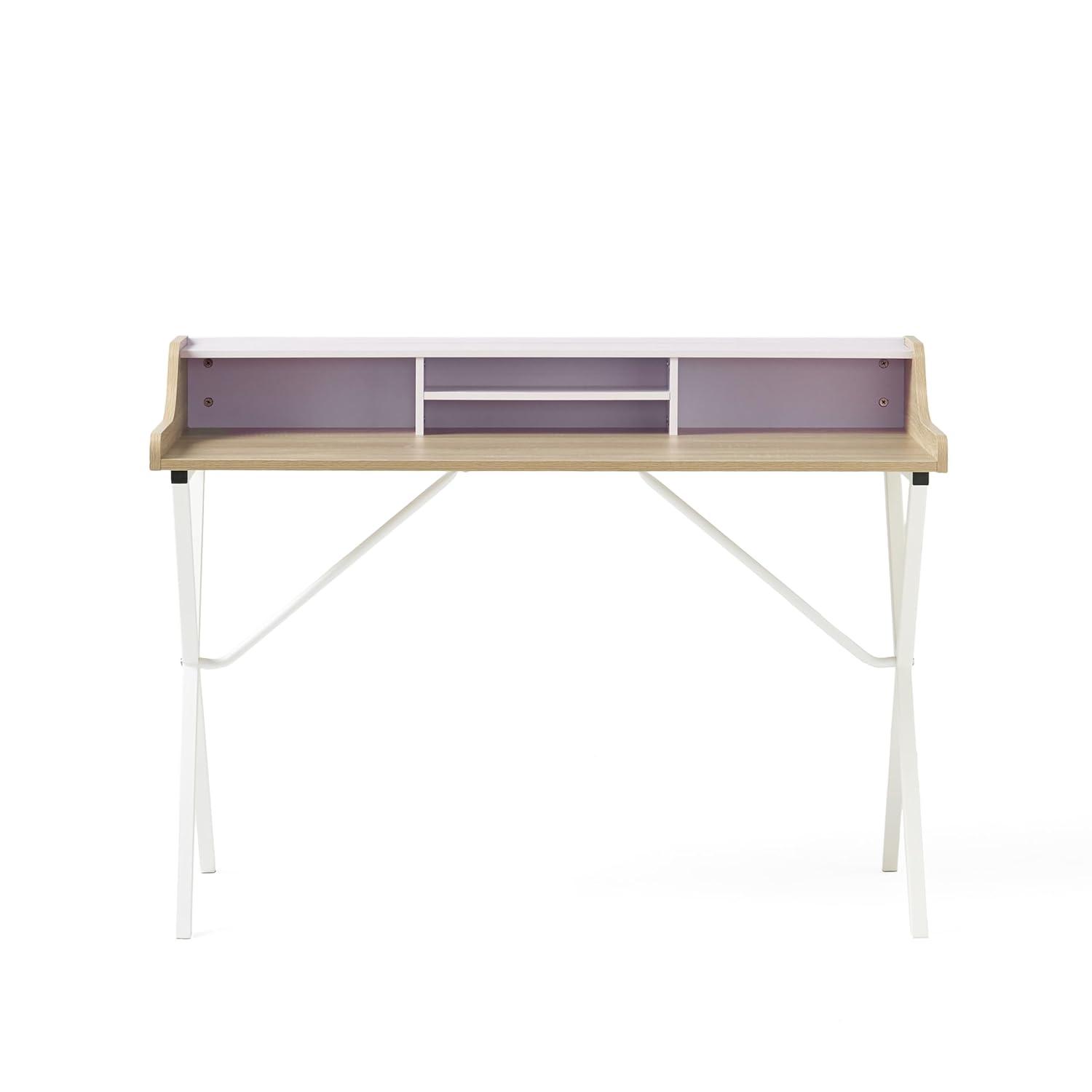 GDFStudio Alexandria Modern Faux Wood Computer Desk, Oak/White
