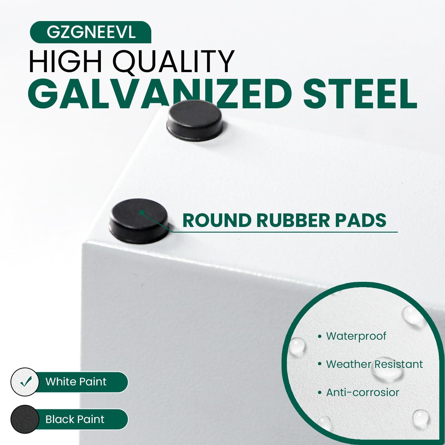 16" Window Box Rectangular Succulent Planting Box Metal Table Sill Planter Pots Modern Long Durable for Small Herb with Drainage Hole for Indoor Outdoor, with 4 Free Rubber Mats, White