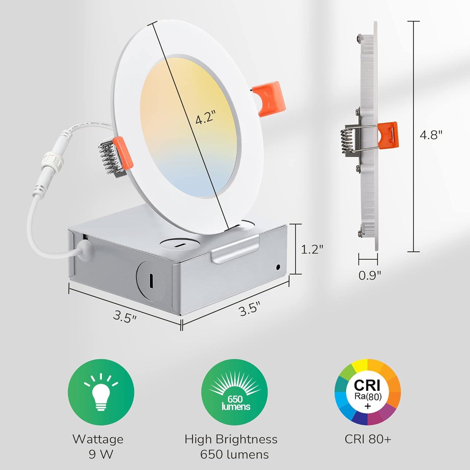 Amico 12 Pack 4 Inch Ultra-Thin Dimmable LED Recessed Lights