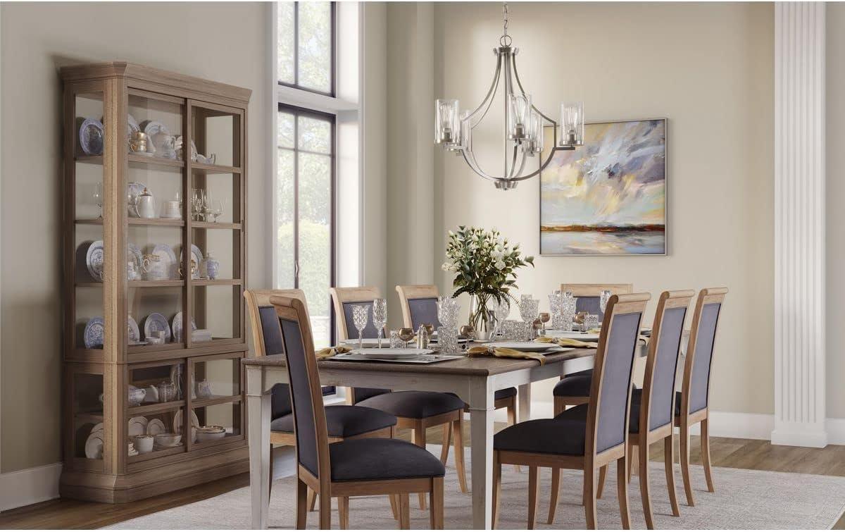 Progress Lighting Lassiter 5-Light Chandelier, Brushed Nickel, Clear Glass Shades
