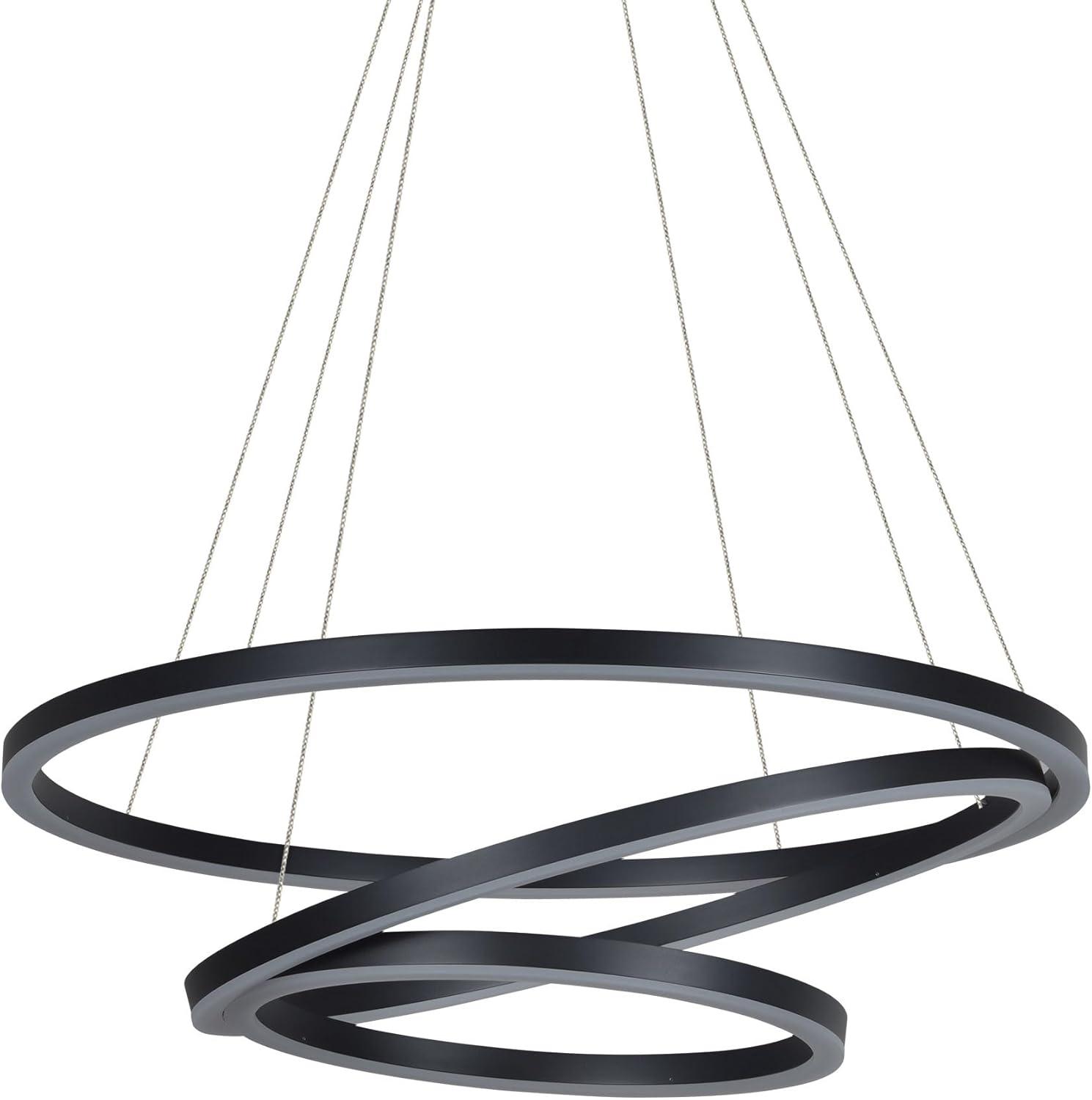 Tania Trio 32" Black Modern Adjustable Circular LED Chandelier