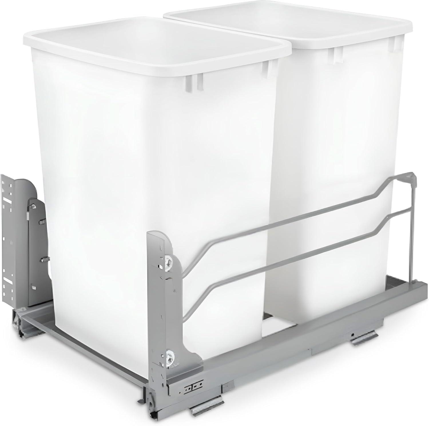 Rev-A-Shelf Double Pull Out Trash Can 35 Qt with Soft-Close