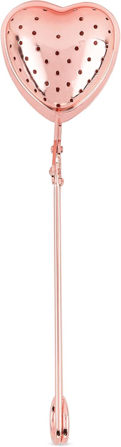 Pinky Up Heart Shaped Tea Ball Loose Leaf Infuser with Chain Hook, Rose Gold