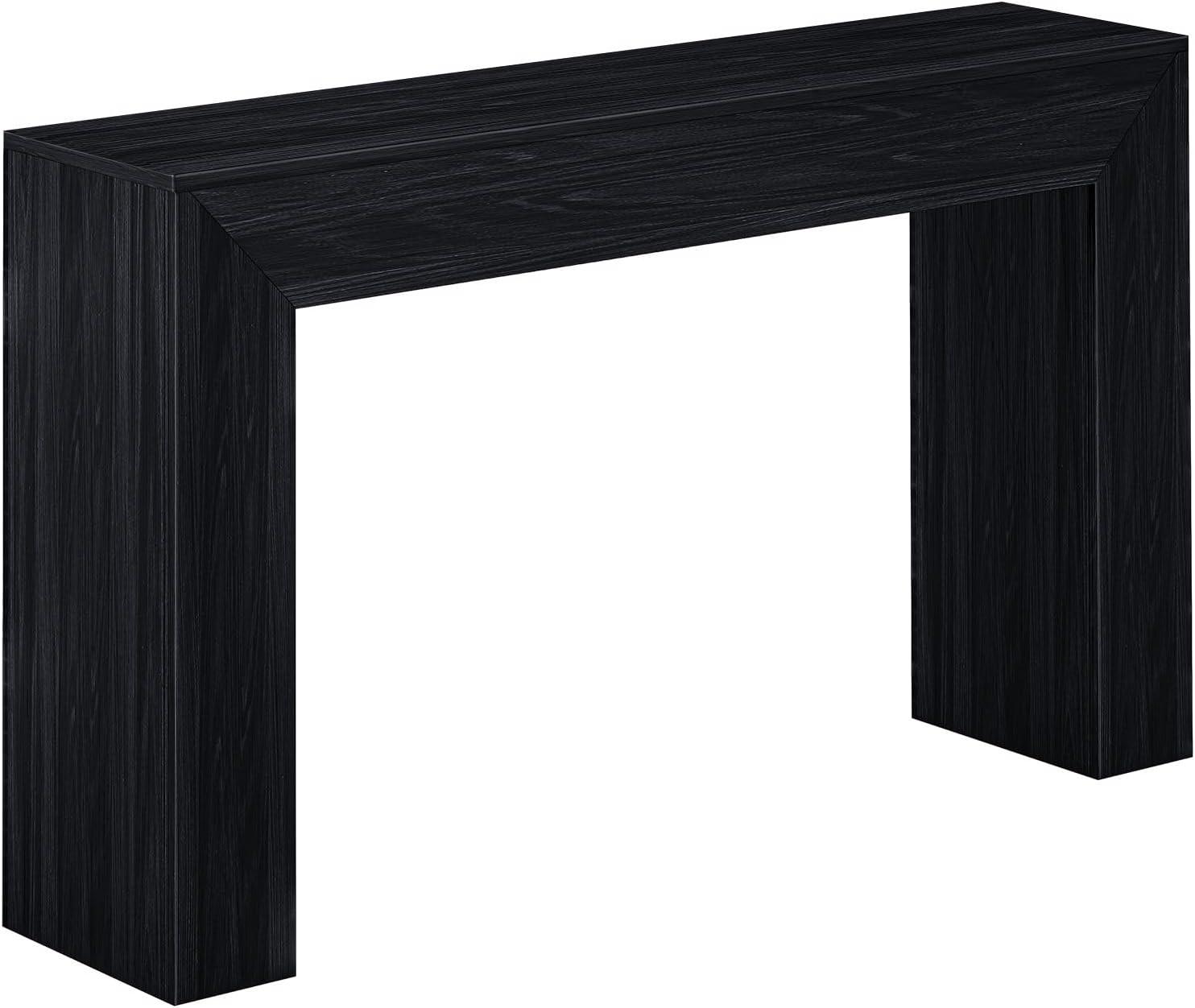 56 Inch Black Solid Wood Console Table with Storage