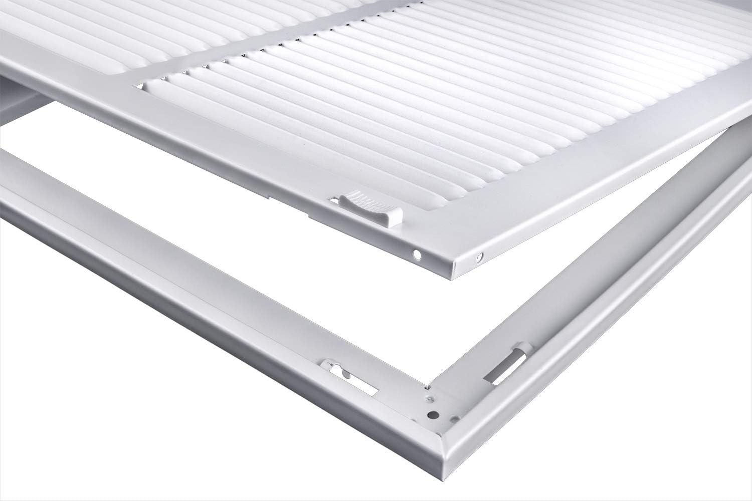14x14 White Steel Return Air Filter Grille with Fixed Hinges