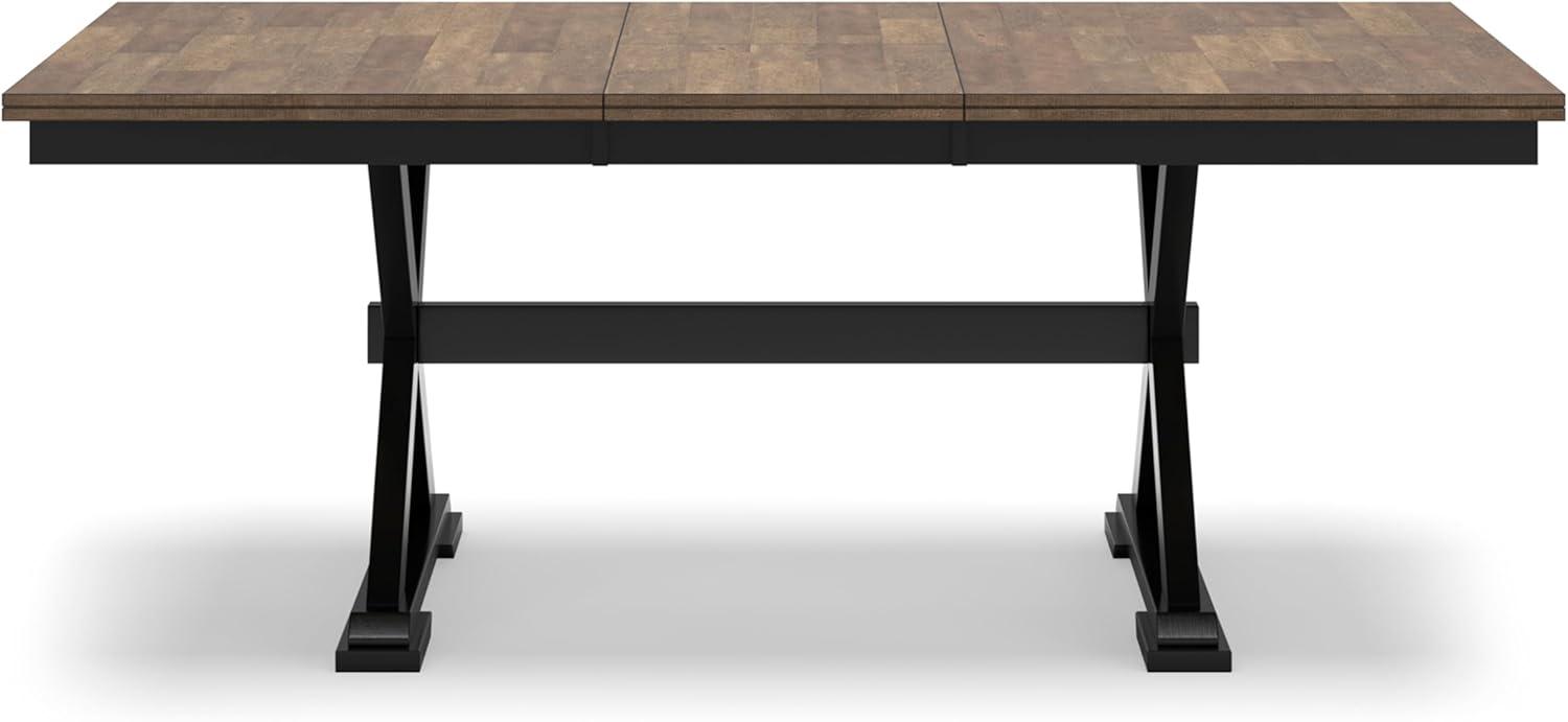 Black and Brown Extendable Farmhouse Dining Table with Butterfly Leaf