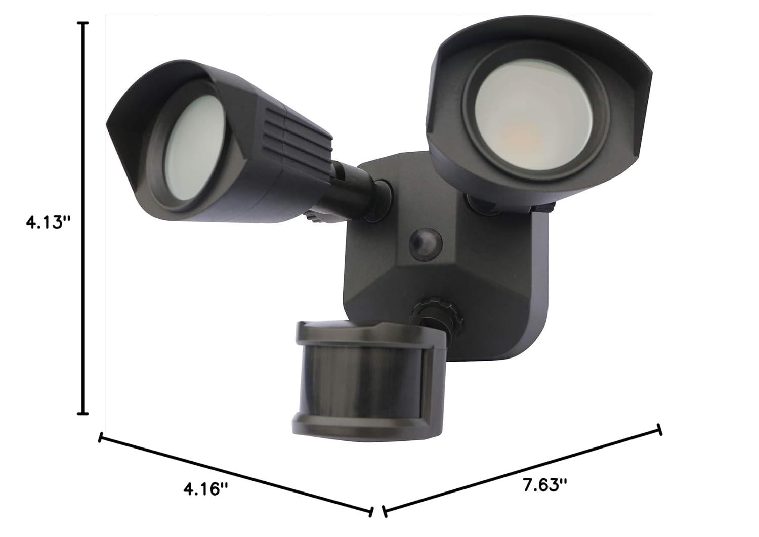 65/219-Nuvo Lighting-40W 4000K 2 LED Outdoor Dual Head Security Light with Motion Sensor in Utility Style-4.16 Inches Wide by 4.13 Inches High-Bronze