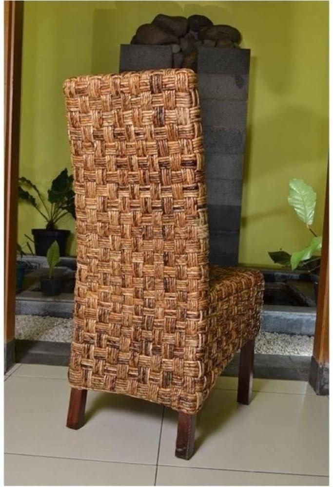 Bowery Hill 40"H Coastal Wicker / Rattan Dining Chair in Brown (Set of 2)