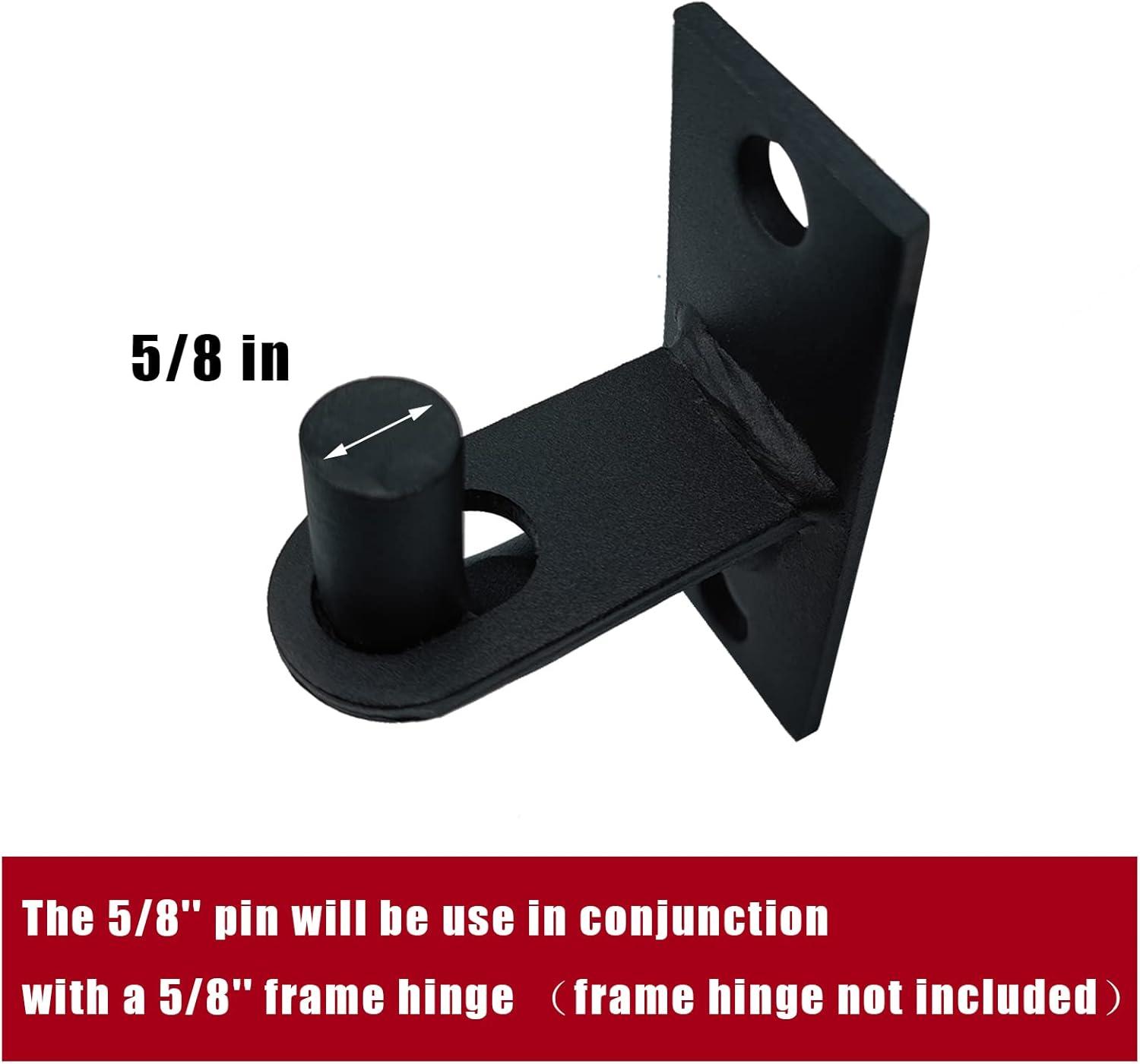 2 Pack Wall Mount Heavy Duty Chain Link Fence Gate Hinges with 5/8 Hinge Pin (Screws Not Included), Black