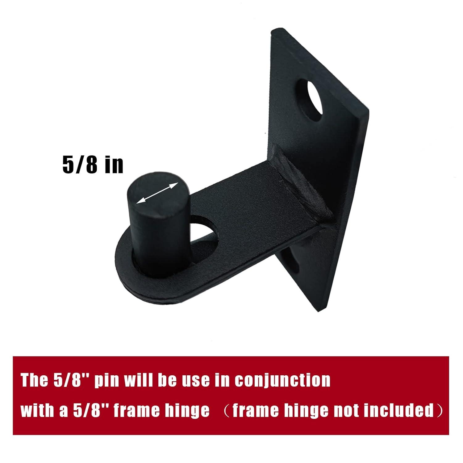 2 Pack Wall Mount Heavy Duty Chain Link Fence Gate Hinges with 5/8 Hinge Pin (Screws Not Included), Black