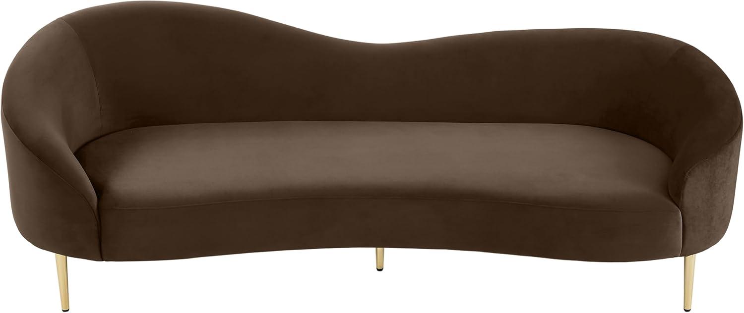 Ritz Brown Velvet Sofa with Gold Metal Legs