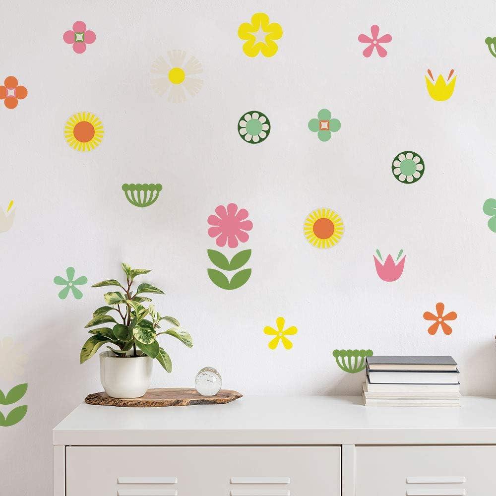 Multicolor Retro Floral Peel and Stick Wall Decal Set