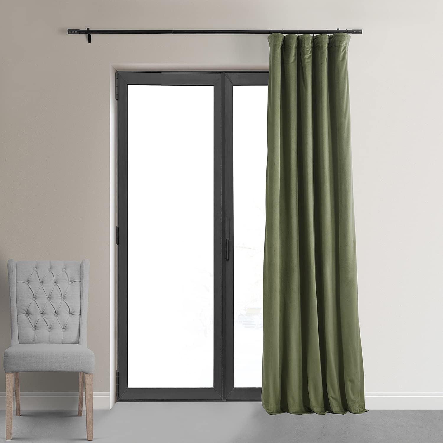 Signature Hunter Green Blackout Velvet Curtain (1 Panel), Hunter Green, 50W X 120L