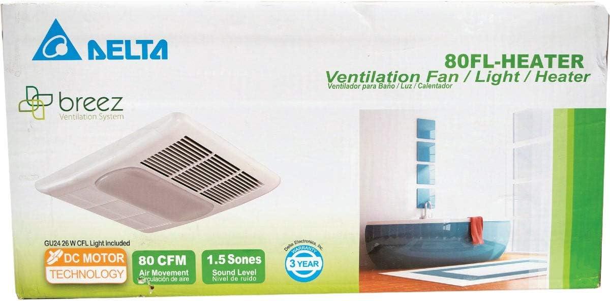 Delta BreezRadiance 80 CFM 1.5 Sones Bathroom Ventilation Fan/Heat Combination with Lights