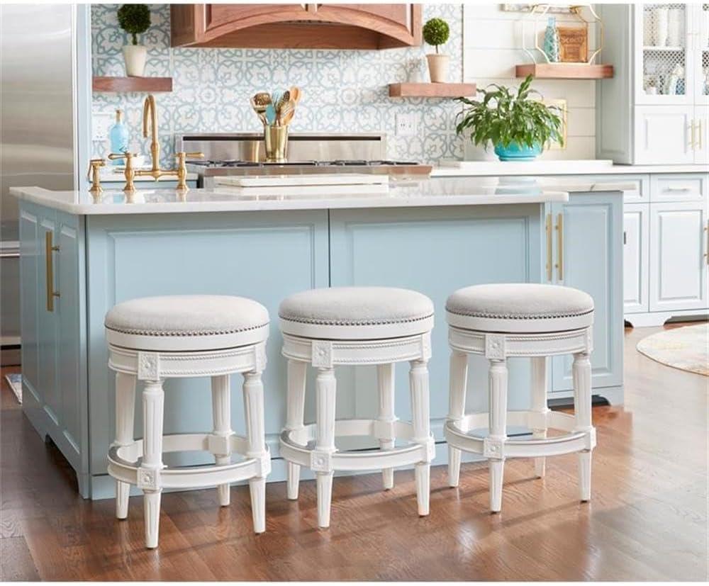 New Ridge Home Goods Chapman 26" Backless Counter Height Swivel Stool in White