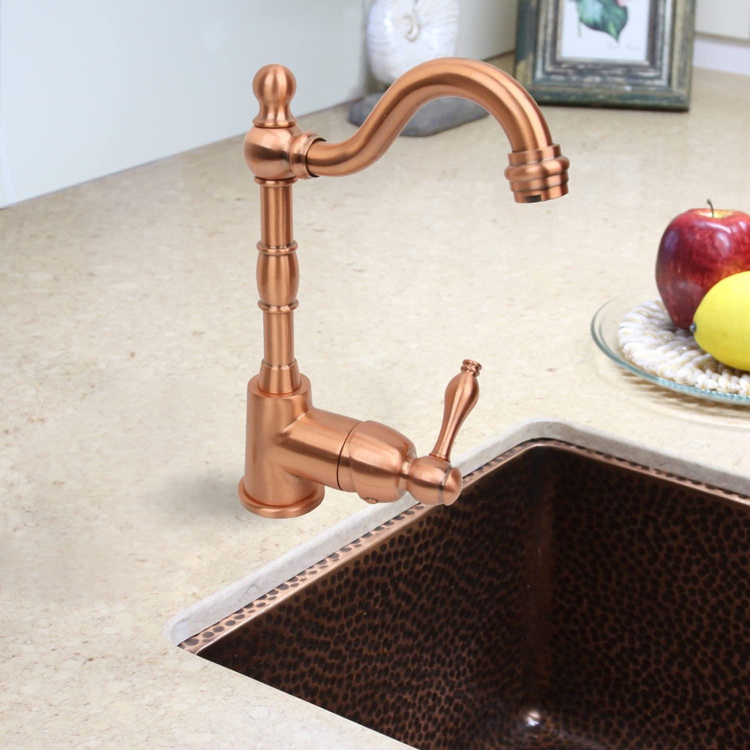Akicon One-Handle Widespread Kitchen Bar Faucet (Copper)