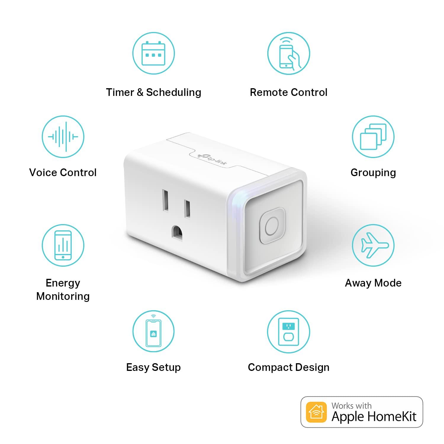 Kasa Smart Plug Mini 15A, Apple HomeKit Supported, Smart Outlet Works with Siri, Alexa & Google Home, UL Certified, App Control, Scheduling, Timer, 2.4G WiFi Only, 2 Count (Pack of 1) (EP25P2), White