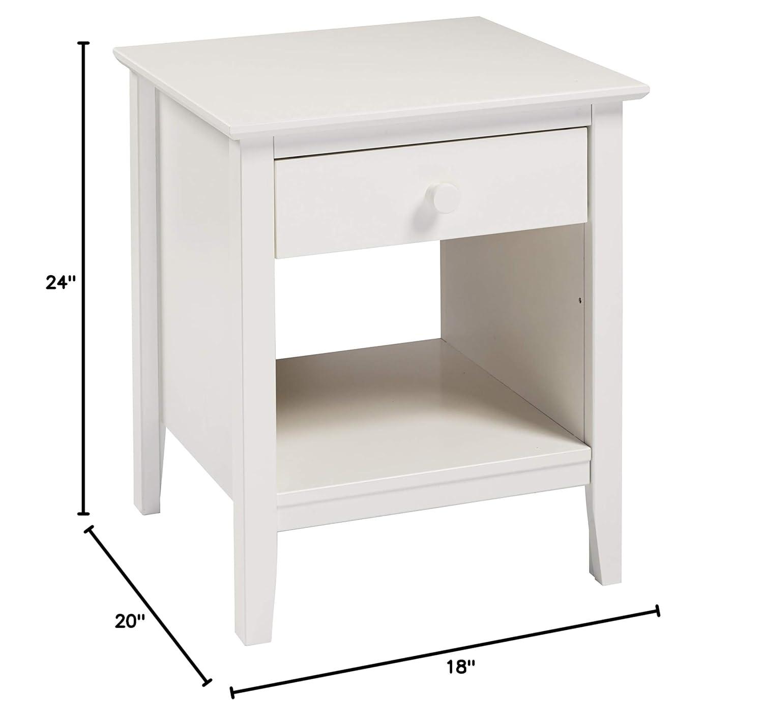 Alaterre Furniture Simplicity Nightstand, Bedside Table with Drawer, Perfect for Kids Bedroom, White