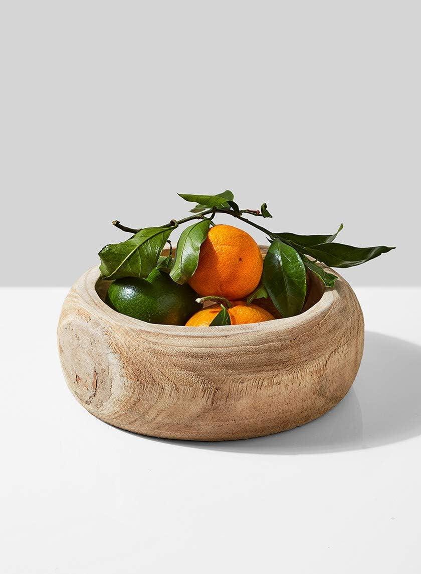 Serene Spaces Living 9.5" Paulownia Round Wood Bowl - Handmade Wooden Decorative Bowl for Décor, Parties, Wedding Centerpiece, Floral Arrangements, Single