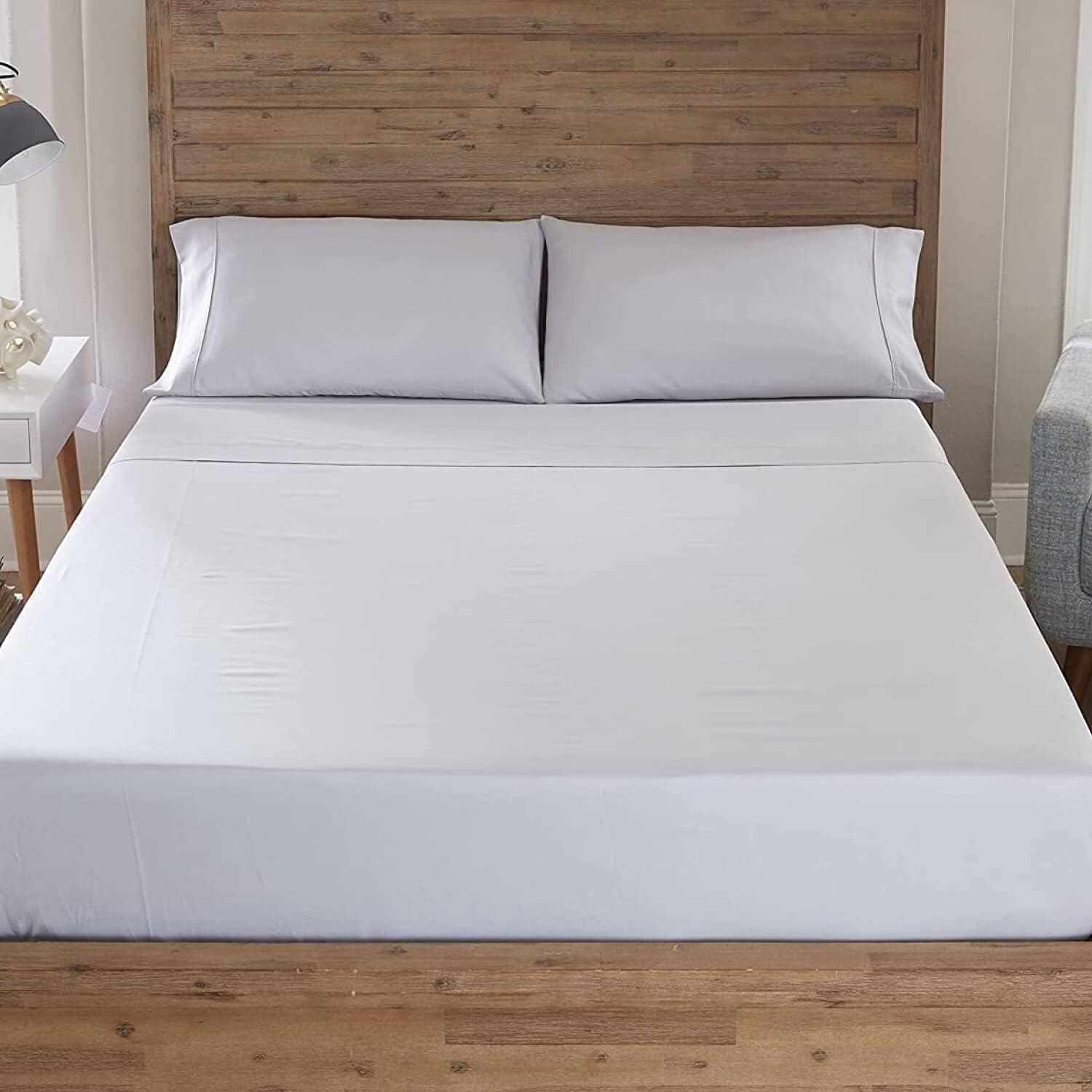 GhostBed Supima Cotton and Tencel Deep Pockets Luxury Sheet Set – Wrinkle Resistant and Cooling Queen, Gray