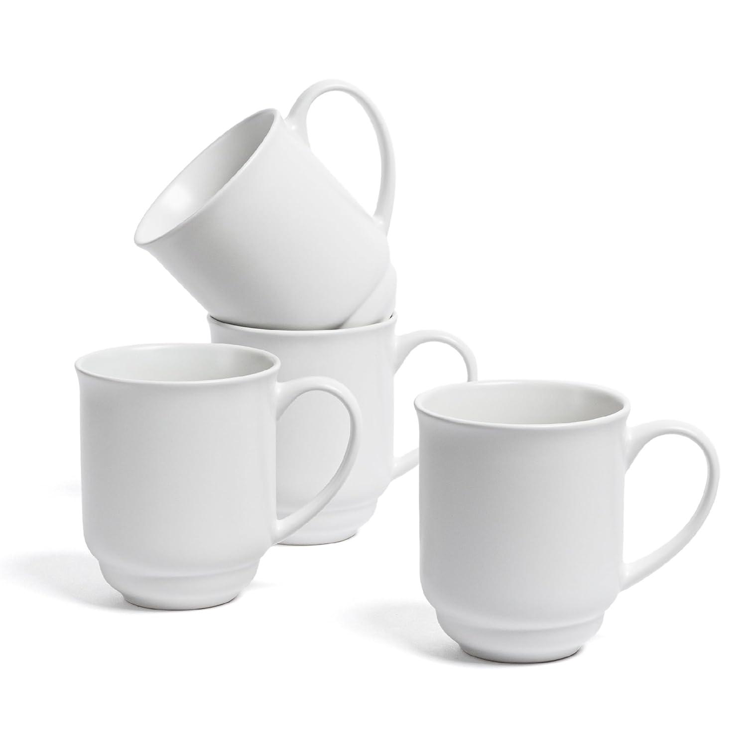 over&back Rimmed 16oz Semi-Matte Hand-Finished Stoneware Mugs, Set of 4