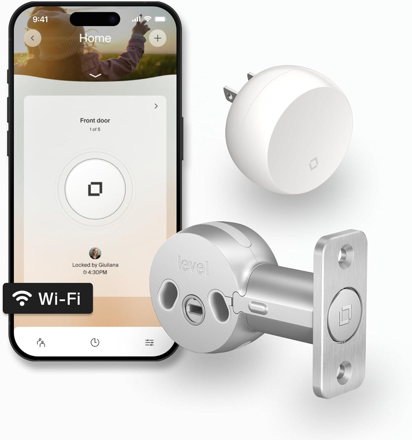 Level Level Bolt Connect Wi-Fi and Bluetooth Retrofit Smart Deadbolt with App, and Voice Assistant Access