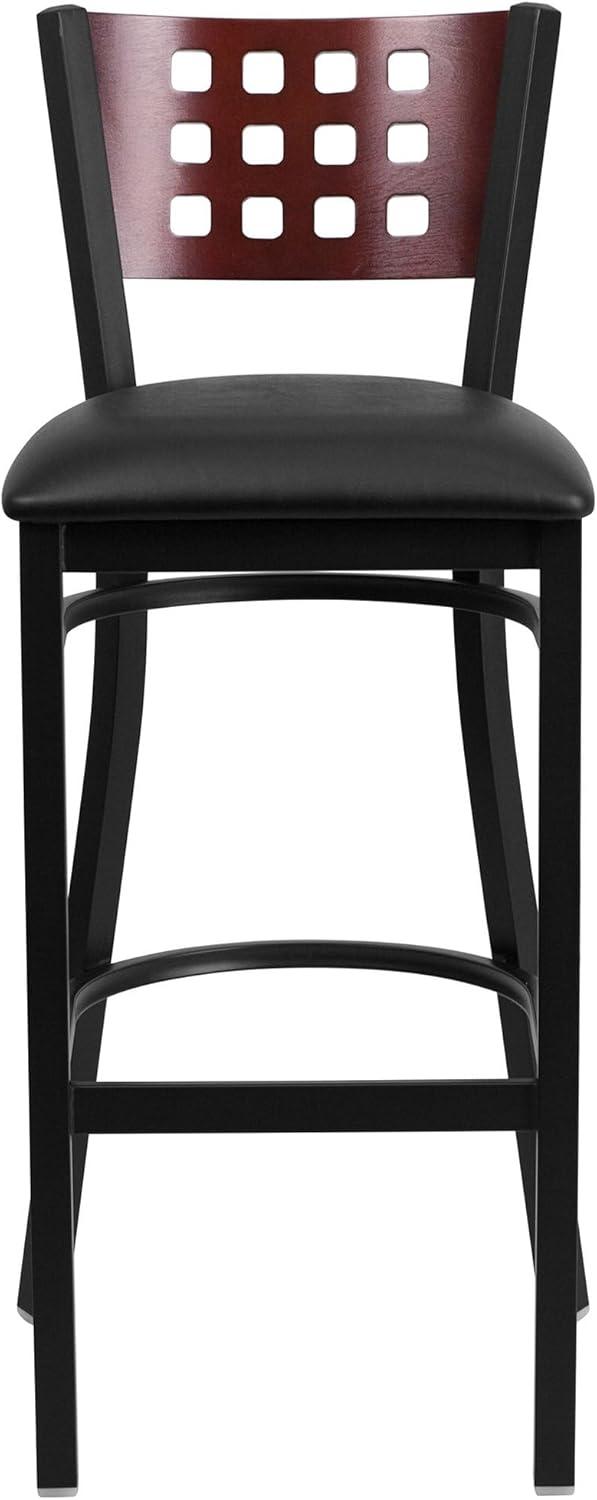 Flash Furniture Black Decorative Cutout Back Metal Restaurant Barstool