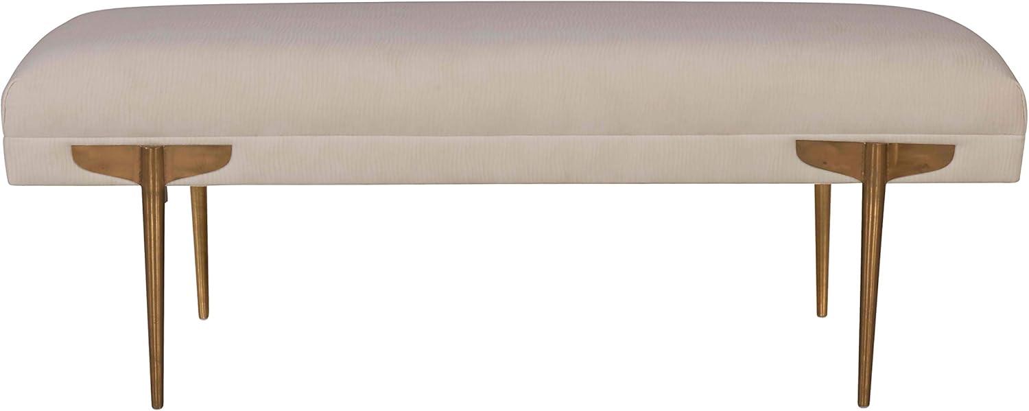 Brno Glamorous White Velvet & Gold Metal Accent Bench