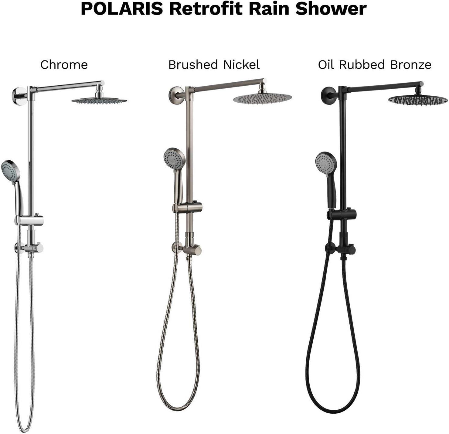 Fennocasa Polaris 1 Rain Shower Set, 8" Rainfall Showerhead & 3-Setting Handheld Spray Combo, Chrome