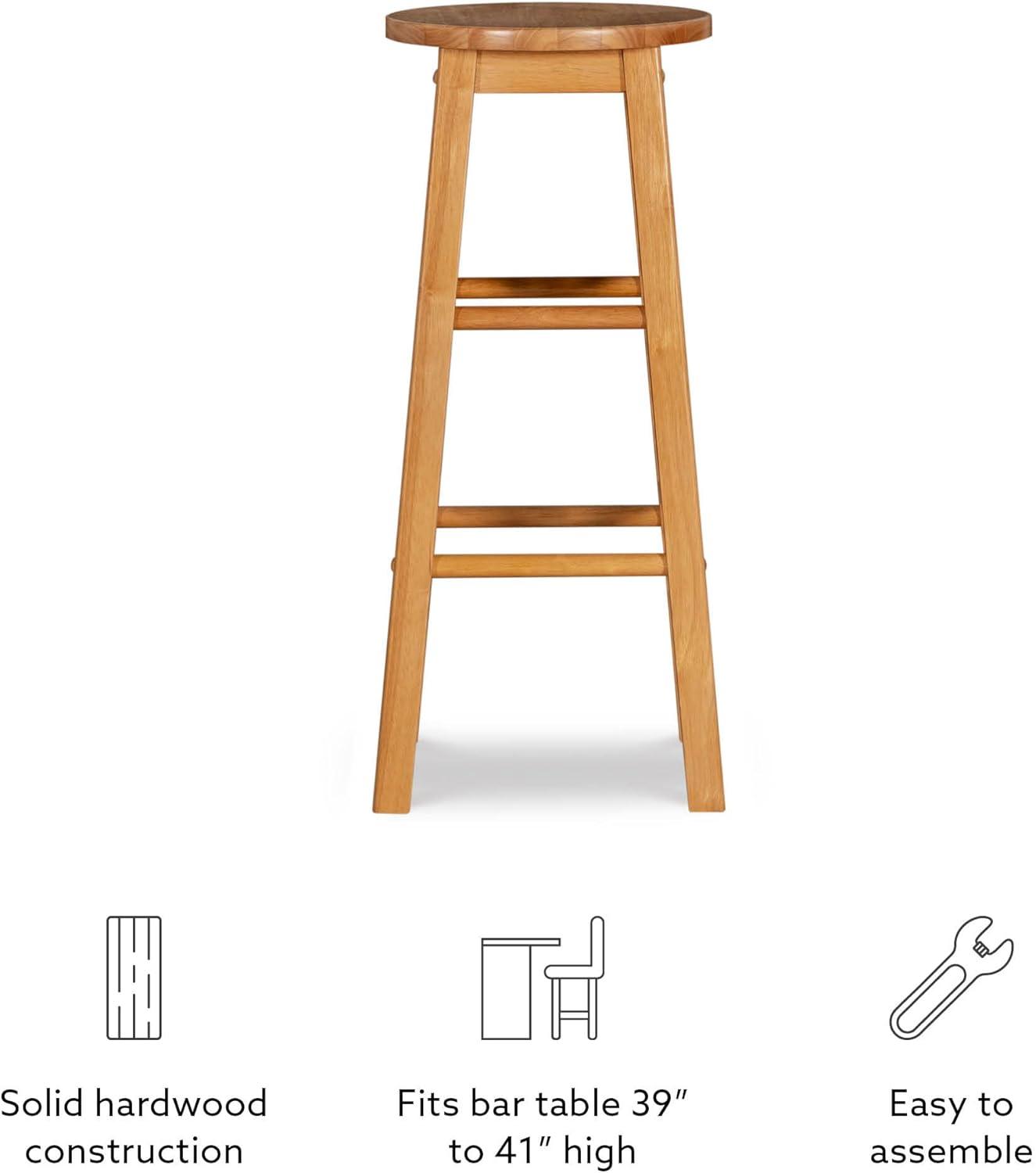 Linon Backless Wood Bar Stool, 29" Seat Height, Natural Finish