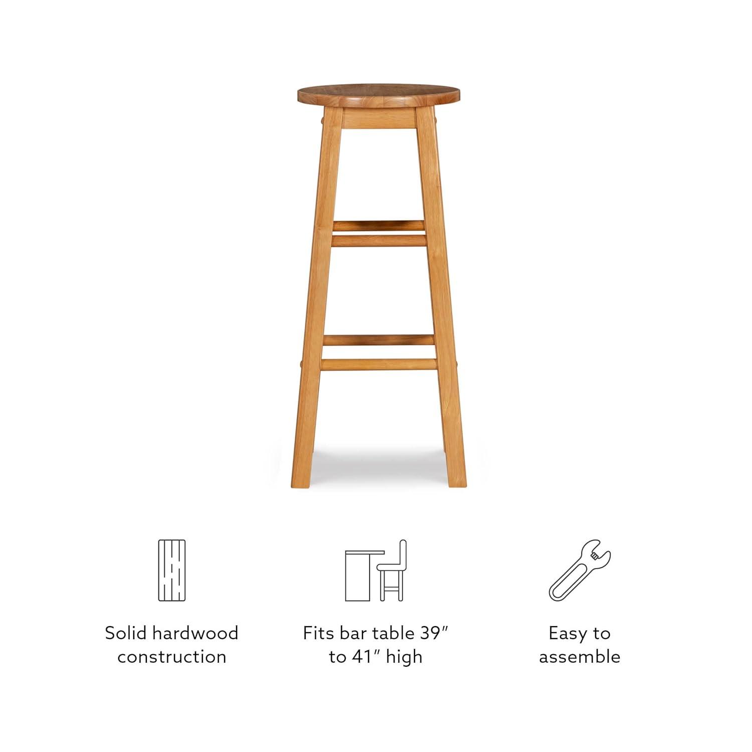 Linon Backless Wood Bar Stool, 29" Seat Height, Natural Finish