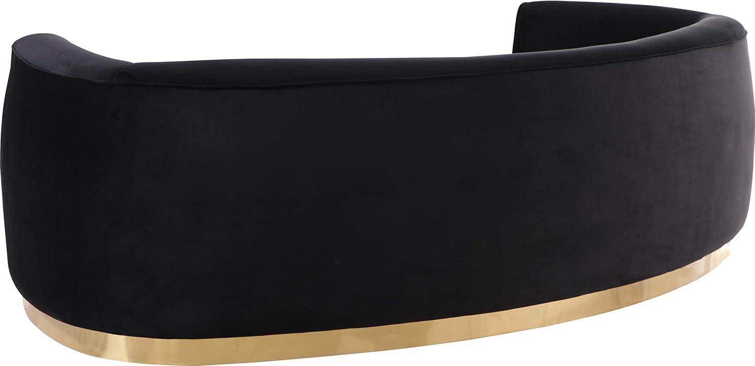Julian Black Velvet Sofa with Gold Stainless Steel Base