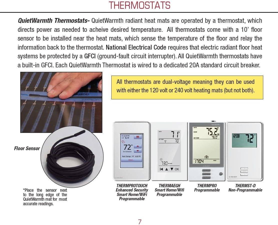 QuietWarmth Digital Programmable Thermostat with Floor Sensor