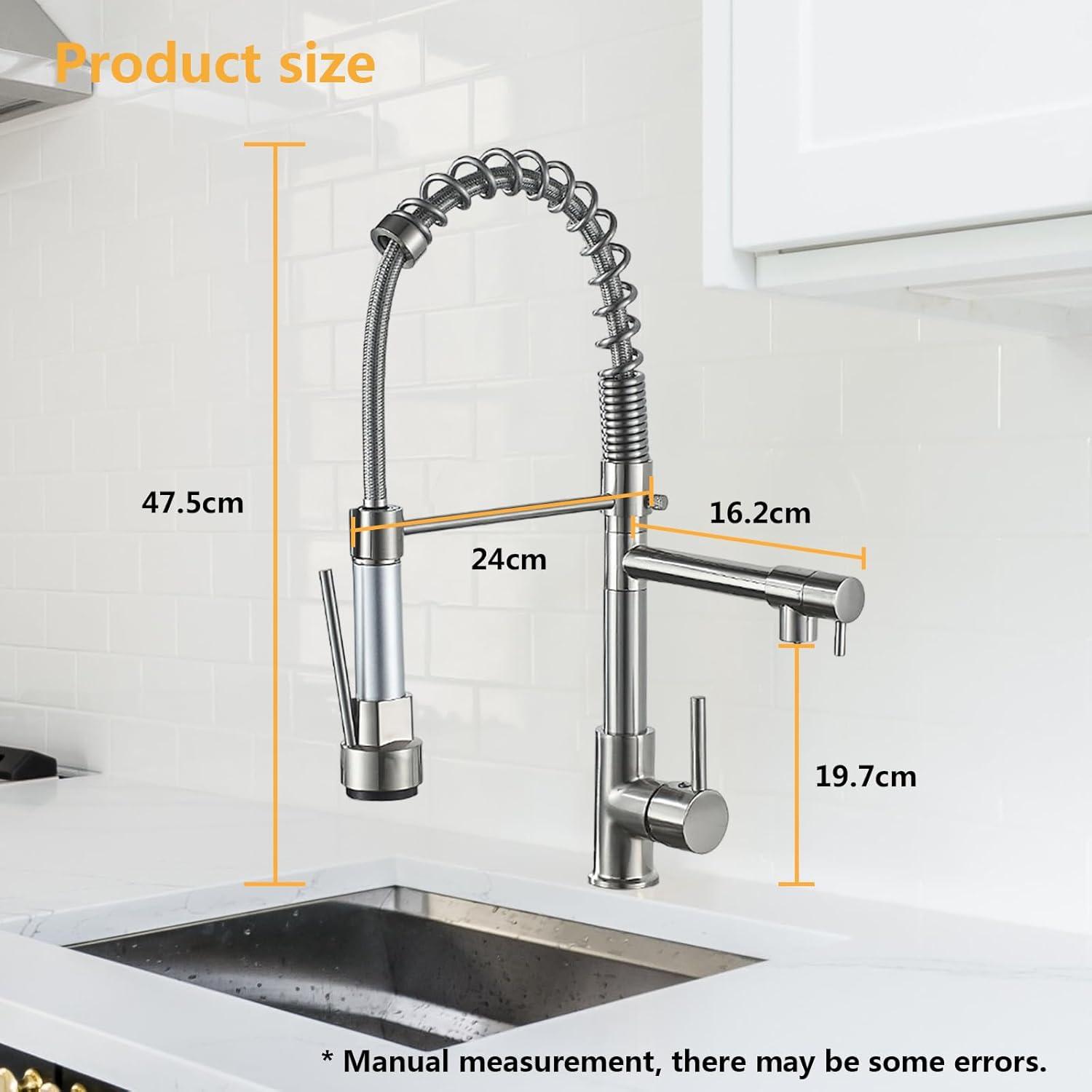 Brushed Nickel Stainless Steel Pull Down Kitchen Faucet