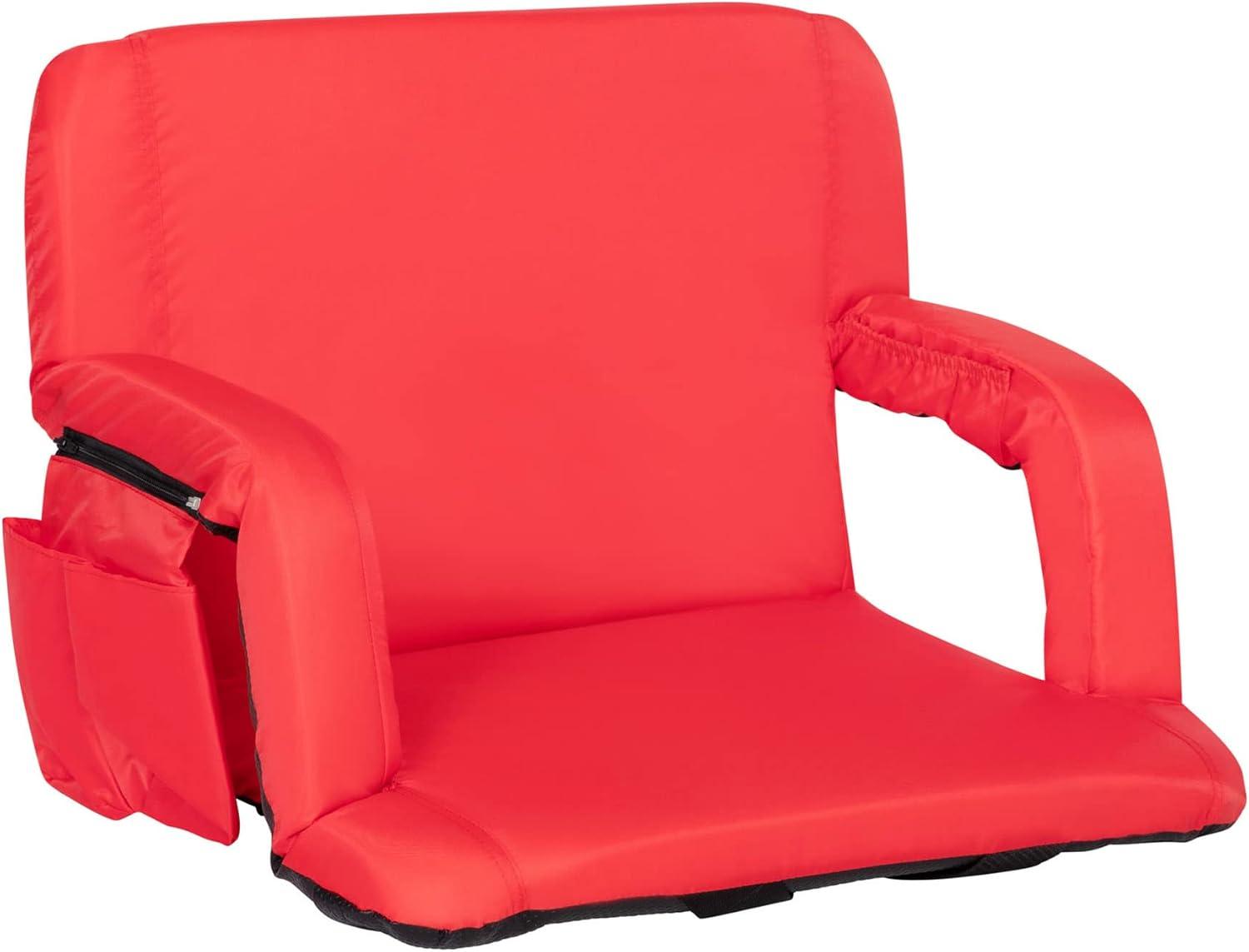 Extra Wide Red Reclining Stadium Chair with Backpack Straps